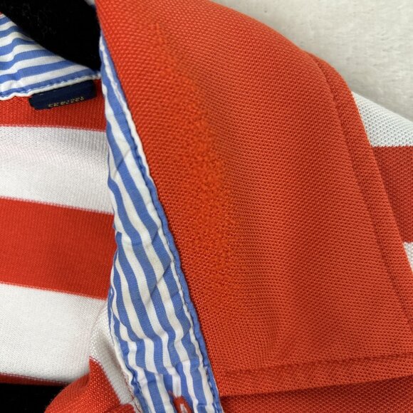 Polo Golf Ralph Lauren Performance Polo Shirt Orange White Strip Mens XL Pro Fit - Picture 11 of 14